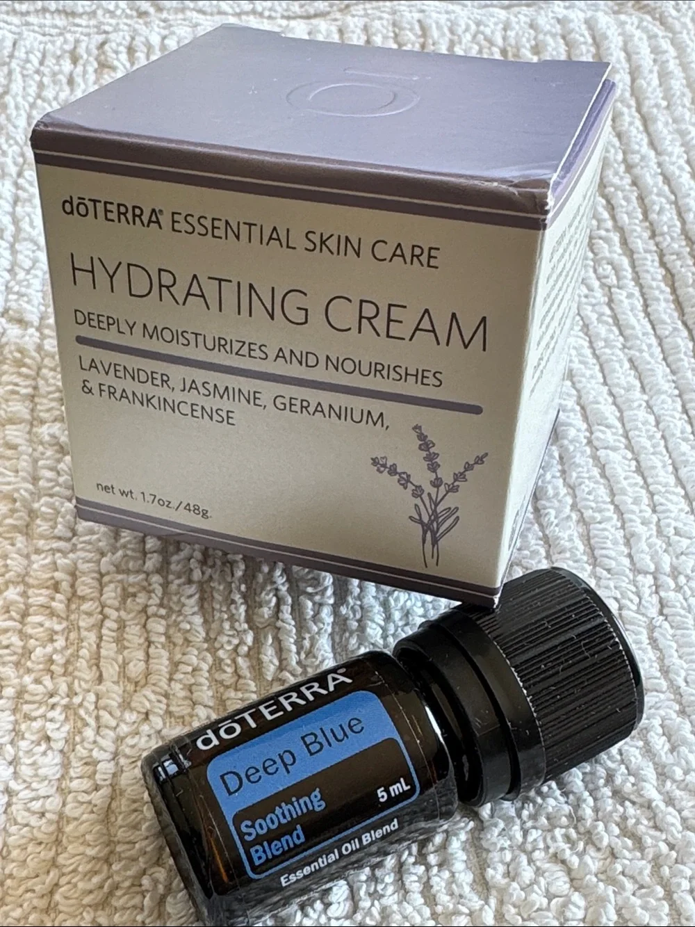 Doterra Hydrating Cream with Deep Blue Oil — Blue and Cream